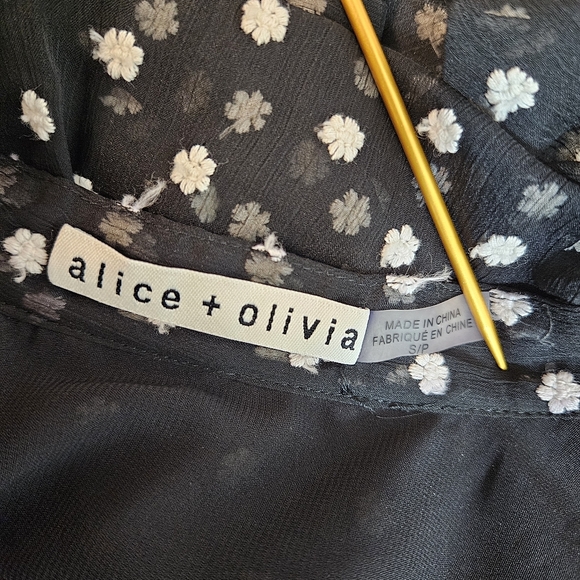 Alice + Olivia Black and White Polka Dot Blouse - Picture 14 of 16